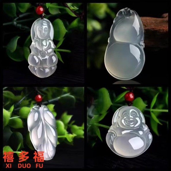 [จัดส่งด่วน] พระพุทธรูป Guanyin และ Pixiu จากหยกธรรมชาติ พร้อมสร้อยคอ zj06