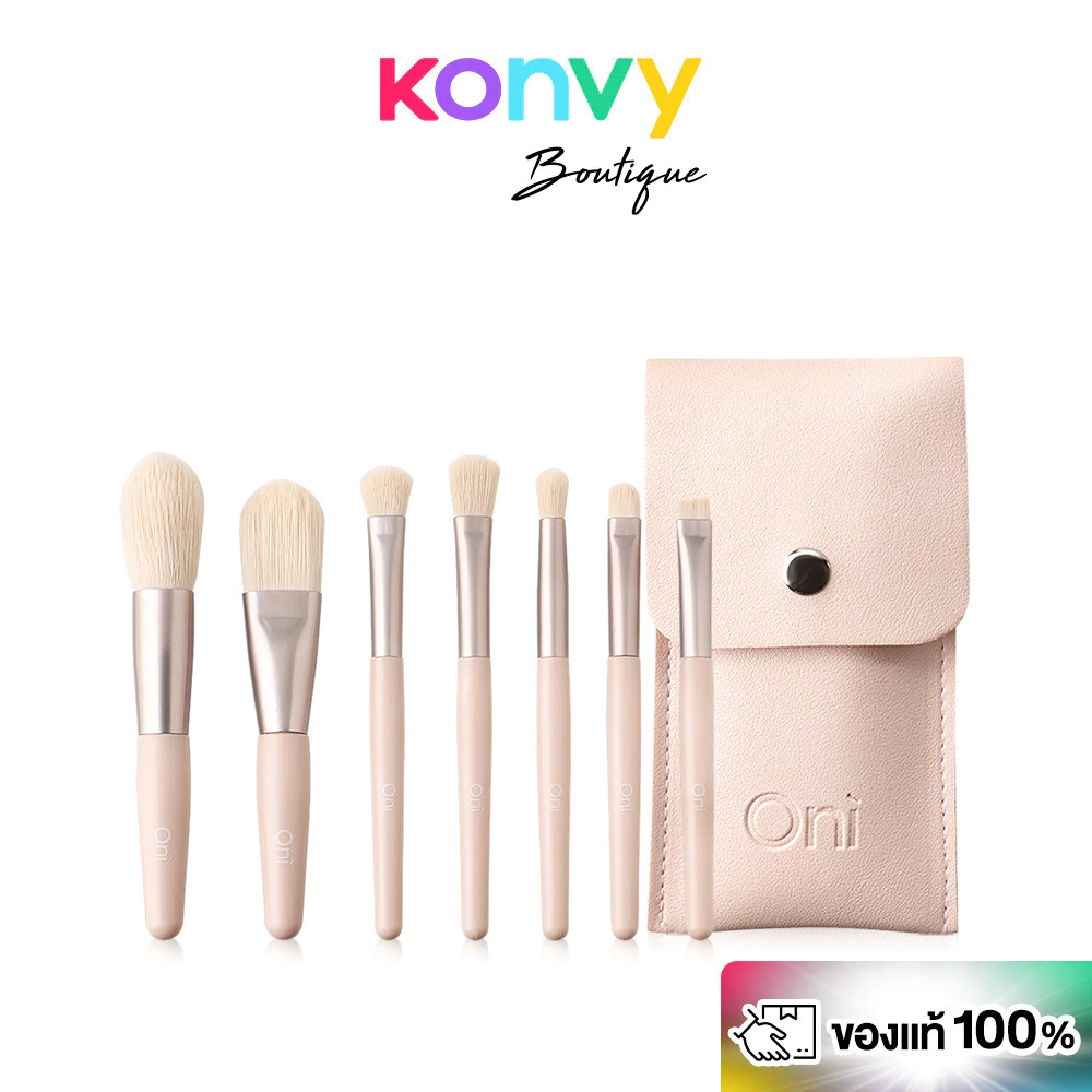 Oni Novice Portable Makeup Brush Set [7pcs] #Pink เซทแปรงแต่งหน้าโอนิ 7 ชิ้น ขนนุ่ม ไม่บาดผิว.