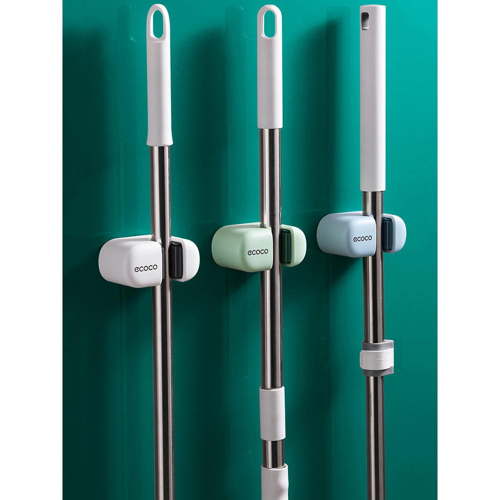 Ecoco ecoco ที่แขวนตะขอไม้ถูพื้นแบบไม่มีรูติดผนังชั้นเก็บของไม้ถูพื้นในห้องน้ําที่แขวนหัวเข็มขัดแบบค