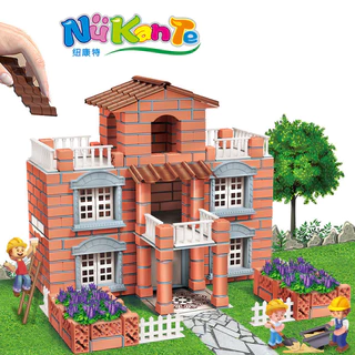 [พร้อมส่ง] DIY building house ของเล่นชุดก่อสร้างบ้าน พร้อมอุปกรณ์ แบบจำลองสร้างบ้าน อิฐ บ้านจำลอง