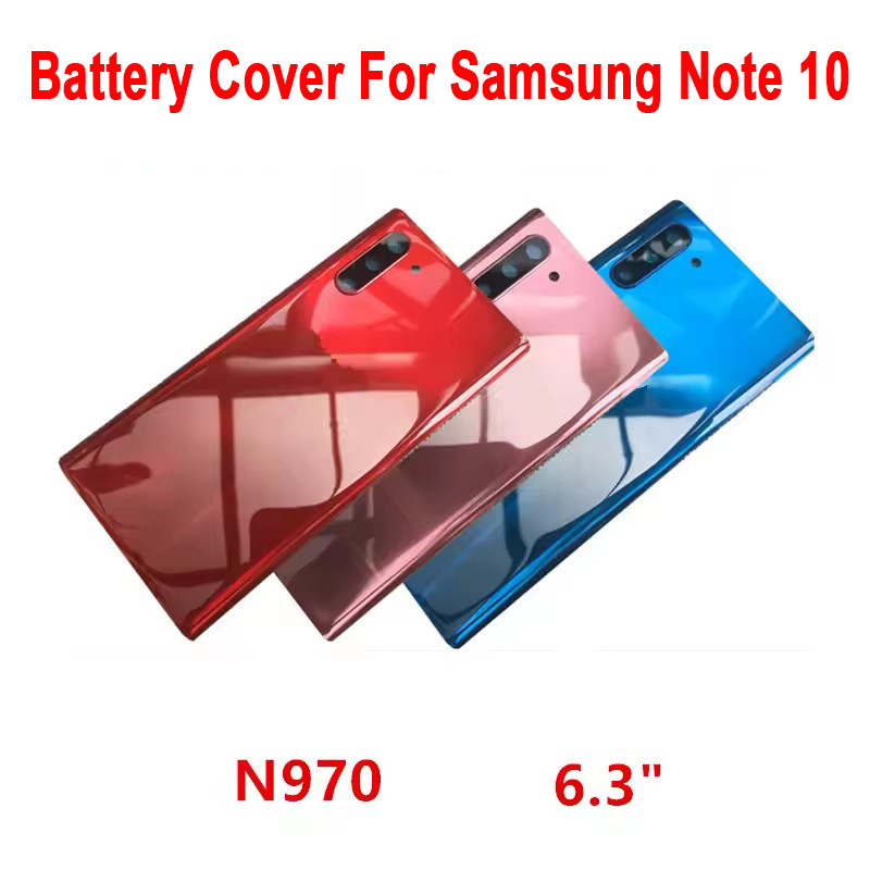 6.3 "สําหรับ Samsung Galaxy Note 10 N970F ฝาหลังแบตเตอรี่เปลี่ยนเลนส์กล้องกรอบกาวโลโก้