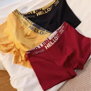 คุณภาพแท้ ไม่ใช่คุณภาพขโมย！【เซ็ต 5/10 ชิ้น】HELLO-กางเกงบ็อกเซอร์ผู้ชาย Men Underwear Boxer ดีไซน์เป้ากางเกงสองชั้น