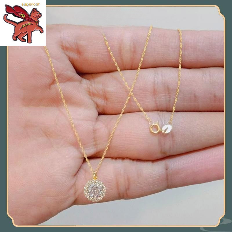 18K Saudi Gold Pawnable Nasasangla สร้อยคอเชือกกลมเพทาย 99.99% สําหรับผู้หญิง 18