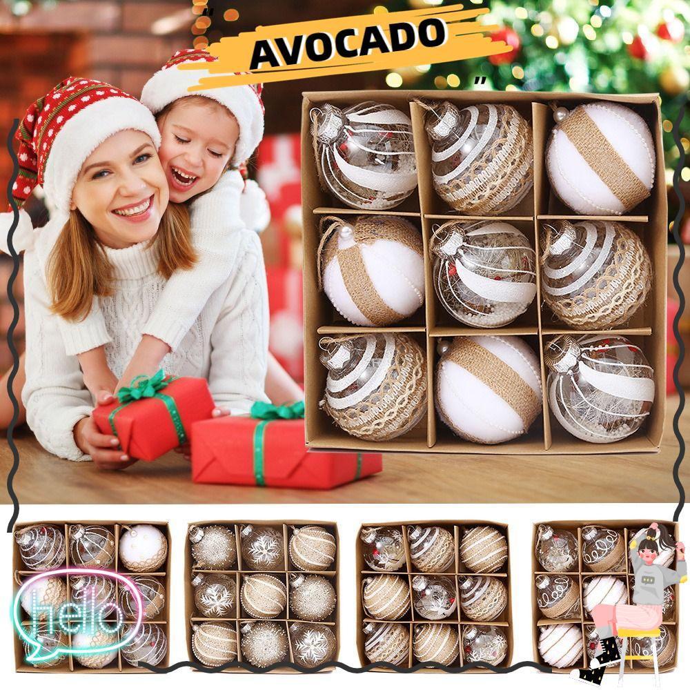 Avocar 9 ชิ้น 8 ซม.ลูกบอลคริสต์มาส Bauble หัตถกรรมตกแต่งบ้านปี Xmas แขวน