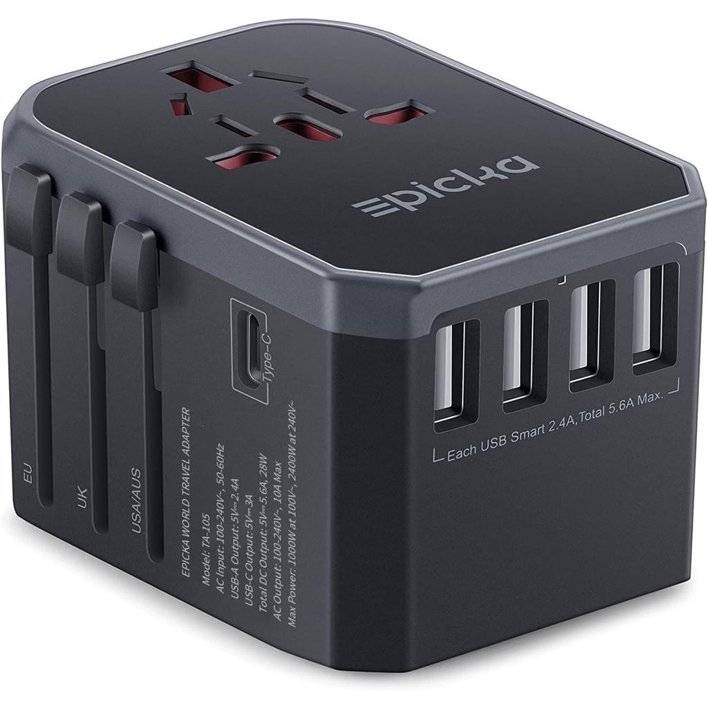 EPICKA Universal Travel Adapter, อะแดปเตอร์ปลั๊กเดินทางยุโรป (ไม่ใช่ตัวแปลงแรงดันไฟฟ้า) - อะแดปเตอร์