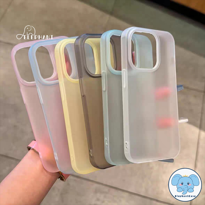 สำหรับ IPhone 16 11 13 15 17 12 14 Pro Max 7 8 15 16 Plus XR X XS MAX SE 2020 แฟชั่นง่ายสีทึบขนาดใหญ่ฝาครอบเคลือบฟอง