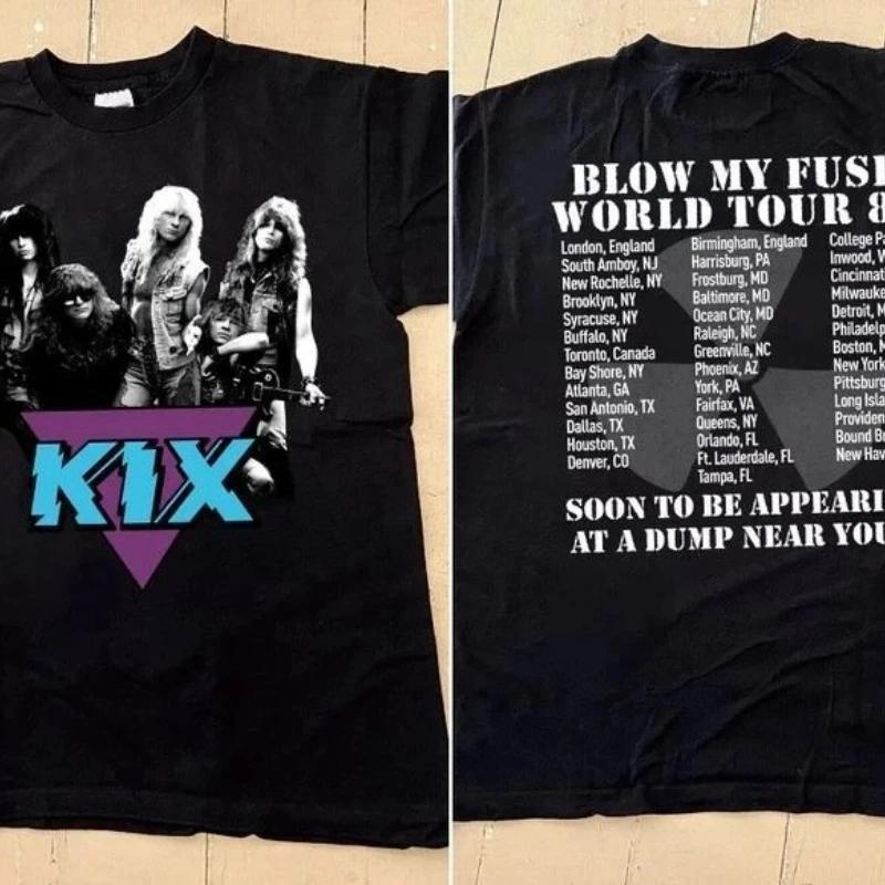 ทัวร์ American Vintage Kix ปี 1989 เสื้อยืดผู้ชาย เสื้อยืดฤดูร้อน แฟชั่นวินเทจใหม่ เสื้อผ้าสตรีทสำหร