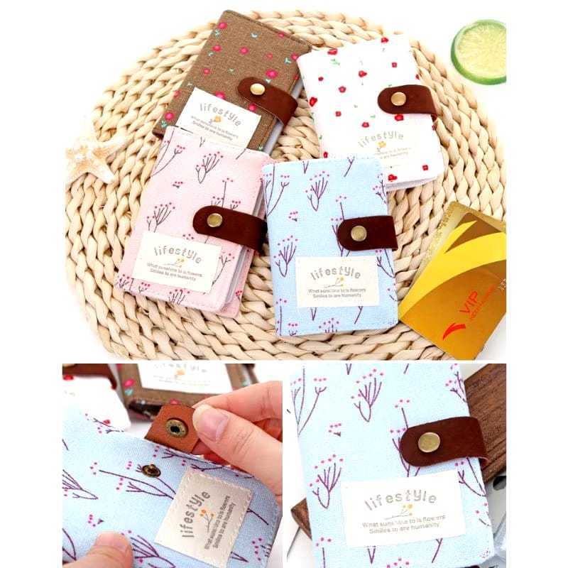 JOM Canvas Card Wallet Floral Motif US 20 Card Slots Canvas Card Wallet Imported Canvas Card Wallet