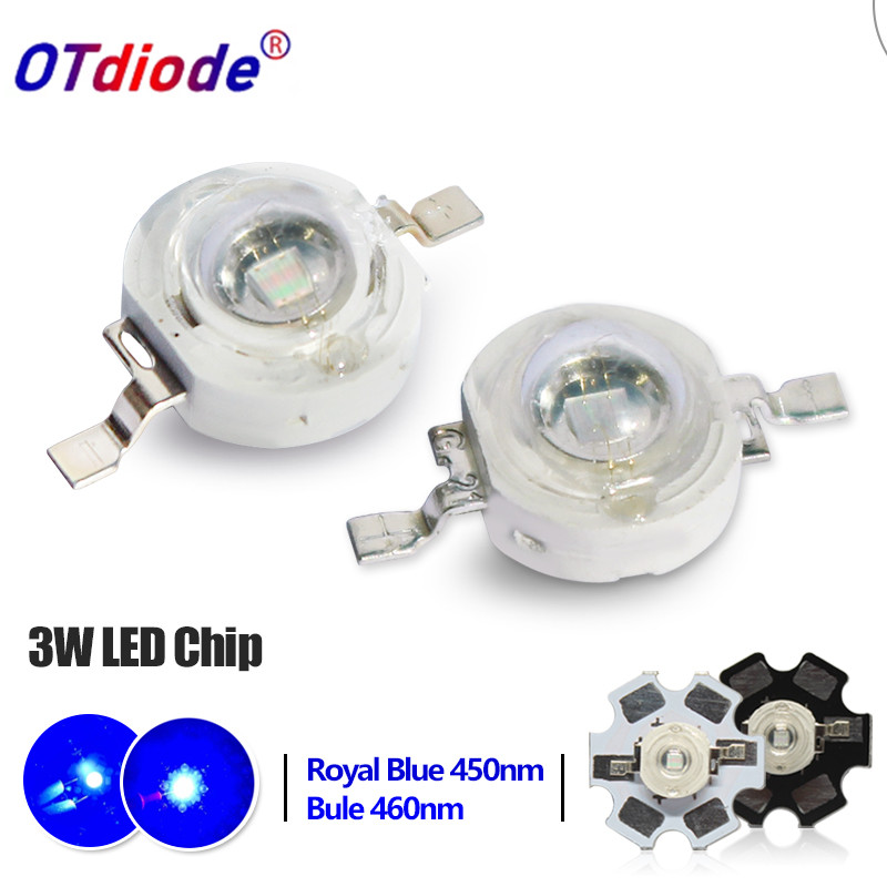 Led Diode 3W Blue High Power Chip Royal Blue 440nm 450nm 460nm 465nm 45mil Grow Plant 3W วัตต์สําหรั