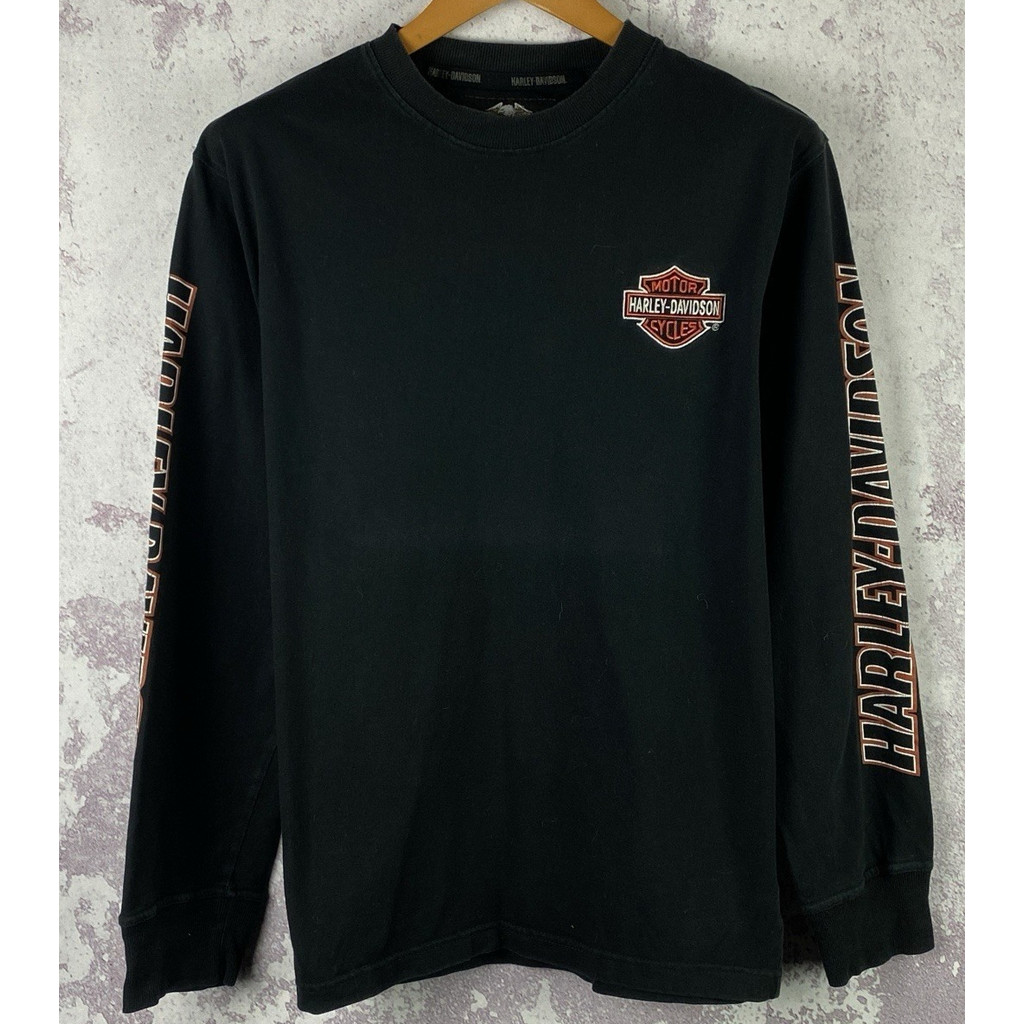 เสื้อยืดย้อนยุคแขนยาวสำหรับทั้งผู้ชายและผู้หญิง พิมพ์โลโก้ใหญ่ สินค้าพร้อมส่ง