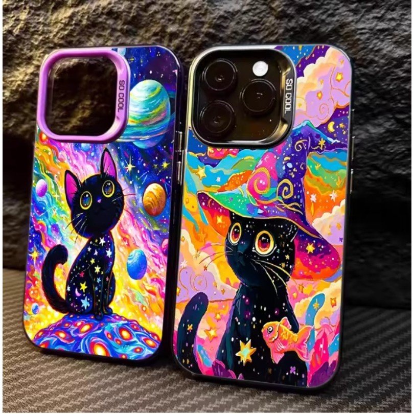 น่ารักสี Starry Sky แมวดํา IMD ป้องกันเคสโทรศัพท์สําหรับ Honor X7D X9A X9B X9C X8A X6C X8B X8C X7A X