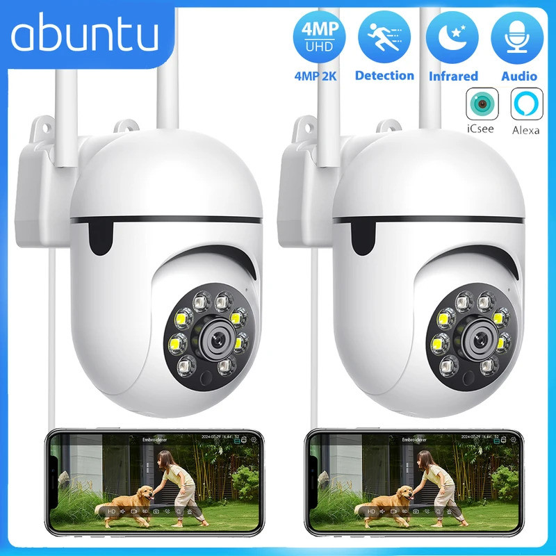 2PCs PTZ Wifi Security กล้อง 4MP 2K Mini กล้องเฝ้าระวัง Night Vision Human Detection 24/7 บันทึก ICS