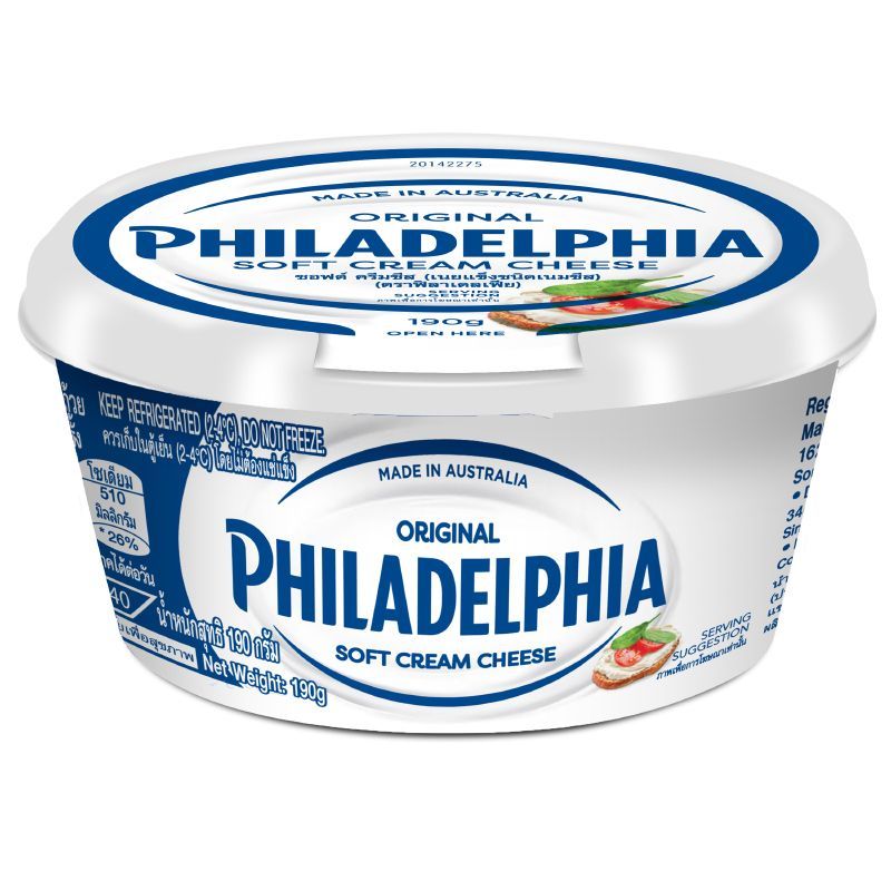 ฟิลาเดเฟียครีมชีสนุ่มชนิดถ้วย 190กรัม Philadelphia Tub Soft Cream Cheese 190g. [หมายเลขบาร์โค้ด 7622201719630 ]