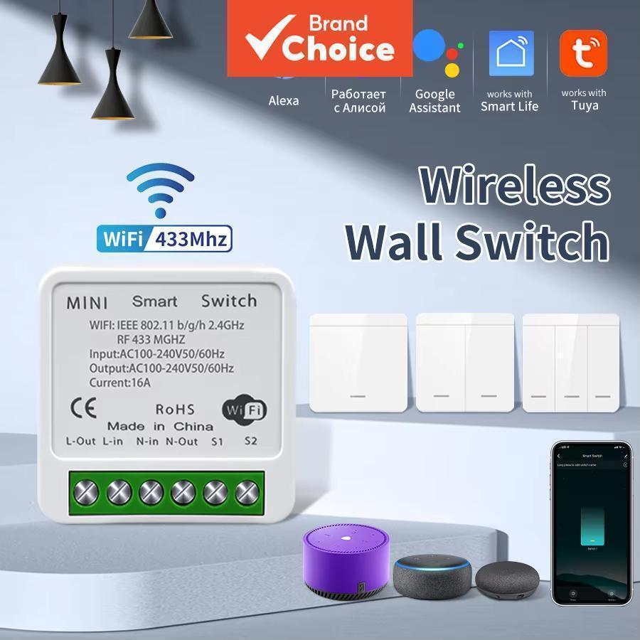 สมาร์ทสวิทช์ Axus สําหรับ Tuya WiFi RF 433MHz สมาร์ทสวิทช์ APP/ควบคุมเสียง W ทํางานร่วมกับ Alexa และ Home Alice