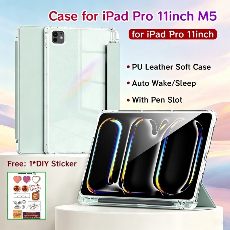 เคสสําหรับ iPad Pro 11 นิ้ว M5 ใหม่ฝาครอบสําหรับ iPad Pro 11 นิ้ว M4 กรณีพร้อมช่องเสียบปากกา Auto Wa