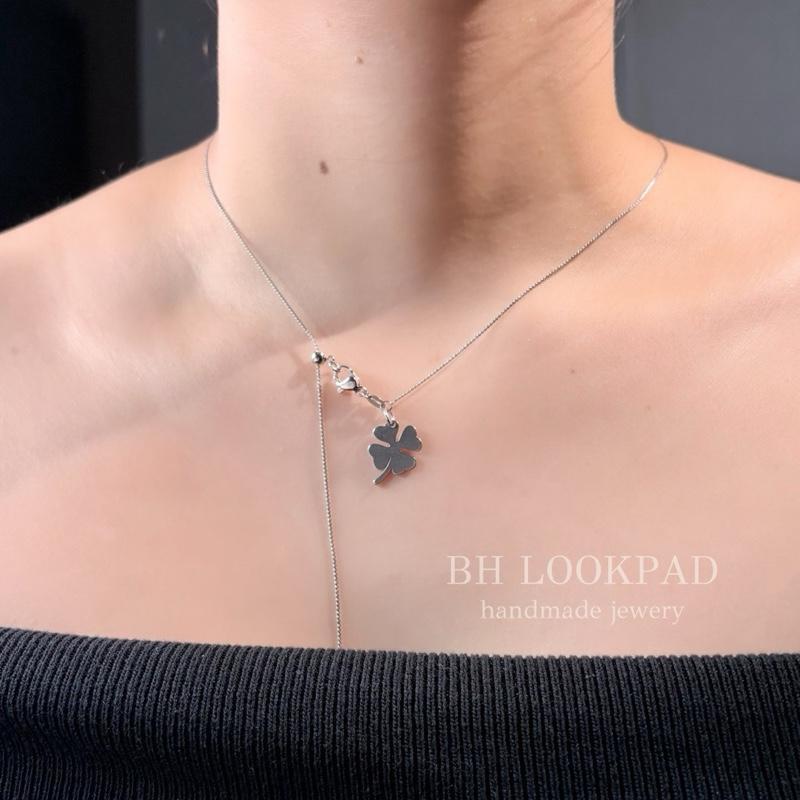 สร้อยคอเงินสเเตนเลส รูดปรับขนาดได้ จี้ โคลเวอร์ ดอกไม้ หัวใจ ดาว มินิมอล |Handmade