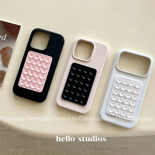 เคสกระจก สีตัดกันเรียบง่ายสไตล์เกาหลี สำหรับ iPhone Air 12 Pro 17 Pro Max 16 Plus 14 13 15 Pro 11 ถ้วยดูดโทรศัพท์มือถือ