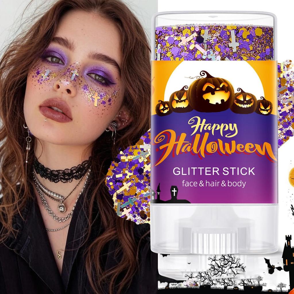 ฮาโลวีน Glitter Stick ผมเครื่องสําอางคอ Decor Glitter ฮาโลวีน Body Glitter Stick สําหรับงานปาร์ตี้ c