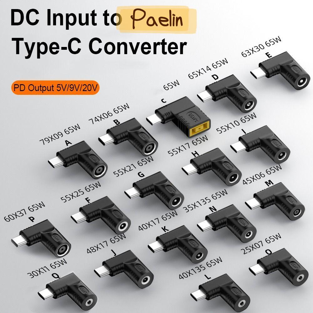 PAELIN DC ถึง Type C Converter 5 V 9 V 12 V USB C Connector 5.5X2.5 7.4X0.9 4.5X0.6 มม.แล็ปท็อปเครื่