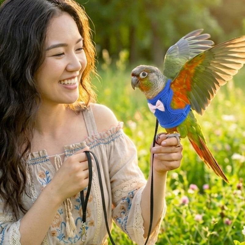 Safe Comfortable Bird Harness Vest Leash Flight Suit For Parrots Secure Outdoor