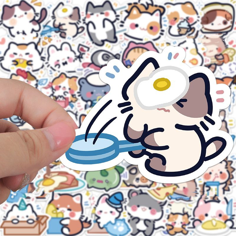 Original Small Animal Daily Stickers Cute Cat Creative Handbook Stickers Laptop Water Cup Waterproof