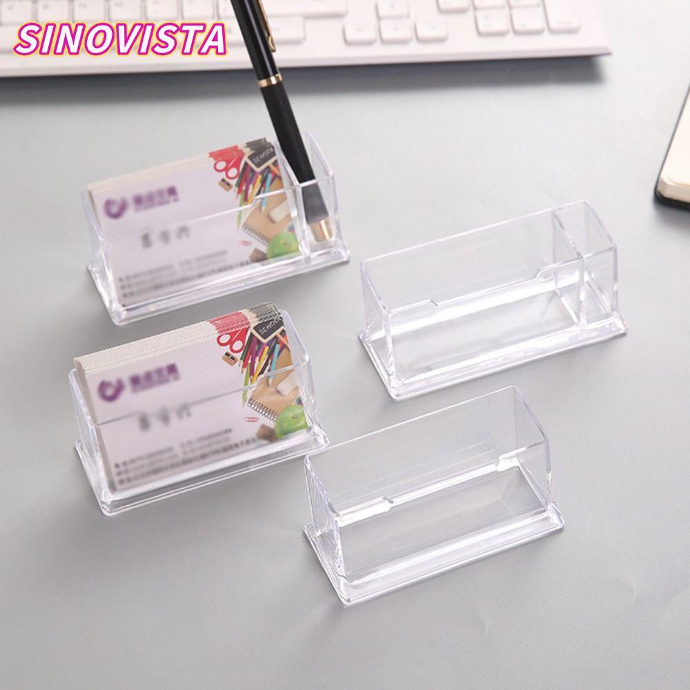 SINOVISTA Desktop Shelf Box, Acrylic Location Card Organizer Business Card , Creative Transparent Di