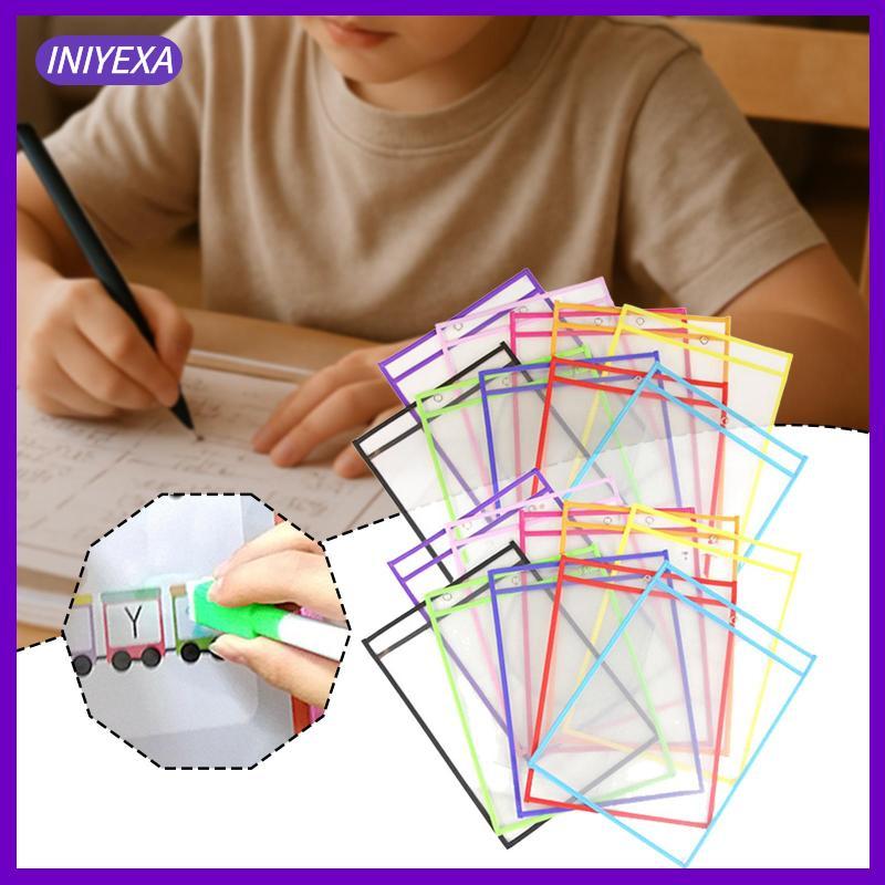 [Iniyexa] 20 ชิ้น Dry Erase Pocket Sleeves Dry Erase Pockets Sheet Protectors นํากลับมาใช้ใหม่ได้ 10