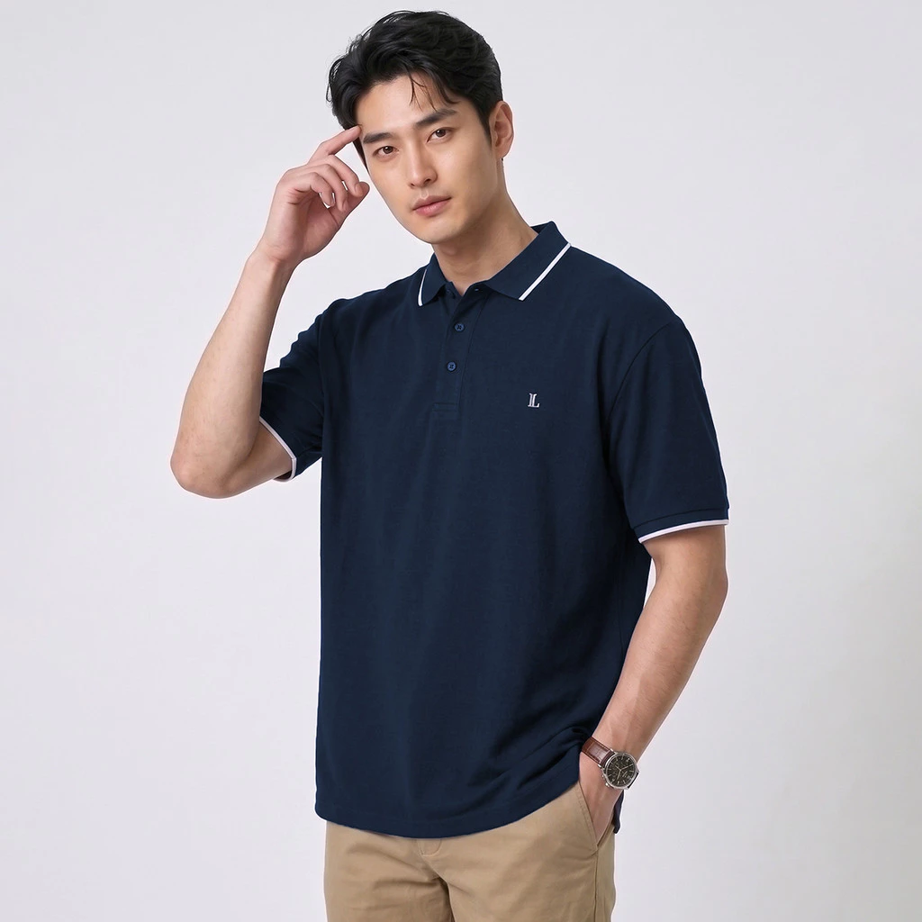 LTD เสื้อโปโลแขนสั้น ผู้ชาย สีน้ำเงินเข้ม | Pique polo | 03635