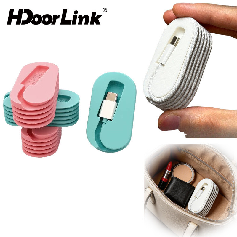 HdoorLink สายแบบพกพา Winder Organizer Fit สําหรับ 1 M Data Cable Desktop Cable Organizer สําหรับ Home Office Travel