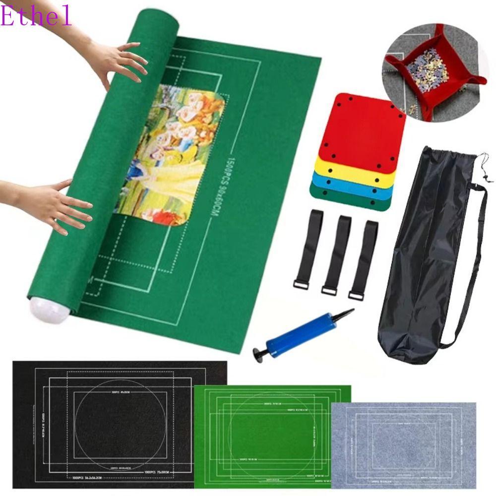 ETHEL Jigsaw Puzzle Storage Mat Set, Roll Up 1500/2000/3000 ชิ้น Puzzle Saver Pad, Play Mat โพลีเอสเ
