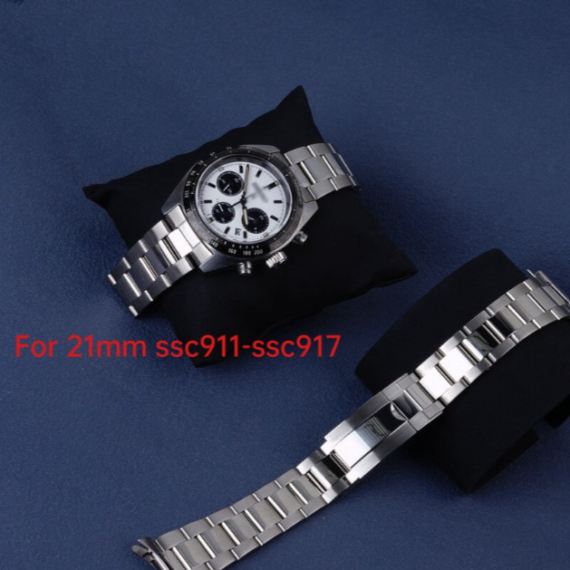 สําหรับ 21 มม. Seiko Panda PROSPEX SSC911-913 เงินกลางภาษาโปลิชคํา Oyster Watchband สร้อยข้อมือ