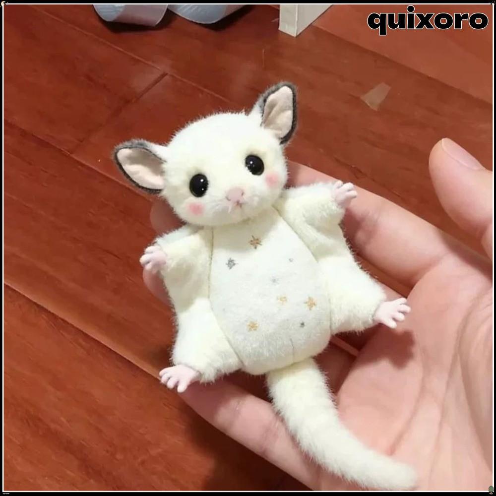 QUIXORO พวงกุญแจกระรอกบิน, อุปกรณ์เสริมกระเป๋า Mini Sugar Glider Plush Toy, Soft Bag Charm พวงกุญแจตุ๊กตา