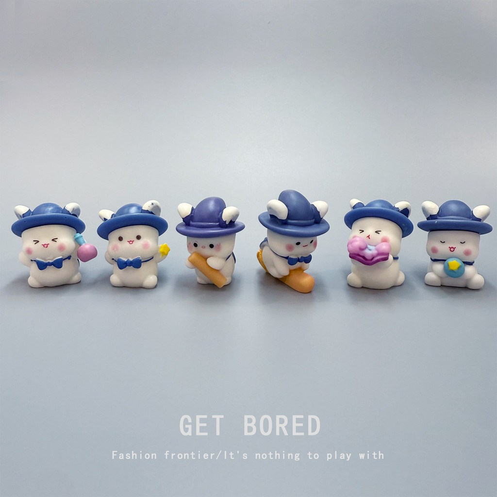 6ชิ้นน่ารักกระต่ายหุ่นการ์ตูนสัตว์สก์ท็อปเครื่องประดับมินิตกแต่งรถตุ๊กตา