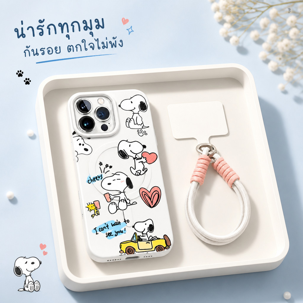 เคสไอโฟน เคส iphone ✨ เคสเจลลี่แม่เหล็ก พร้อมสายคล้อง ลายน่ารัก สีพาสเทล กันกระแทก iPhone 11 13 14 15 17/18P HHGDCXK61