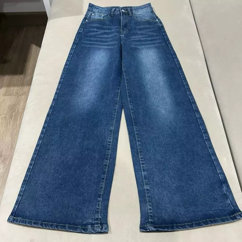 สียีนส์เข้ม (Deep Blue) Jinjeans ผ้ายืด (XS-6XL) baggy jeans ทรงหลวม กางเกงสาวอวบ กระบอกใหญ่ unisex ส่งจากไทย 2-4 วัน