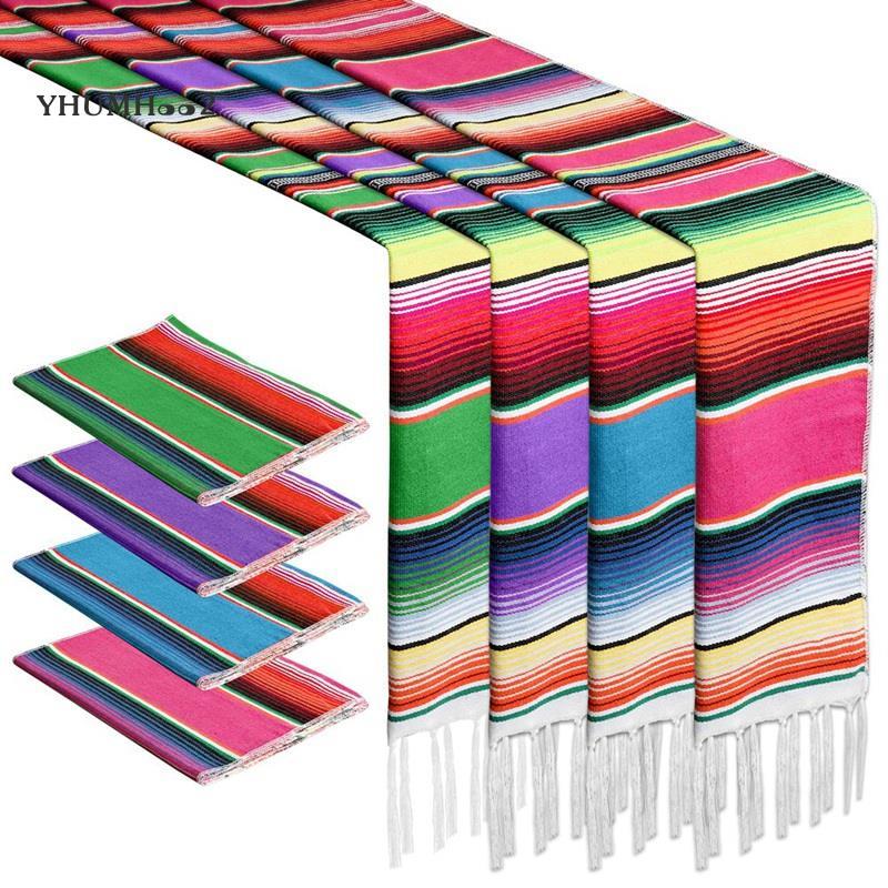 [yhumh002]4Pack Mexican Table Runners 14 X 86 นิ้ว Fiesta Mexican Party ตกแต่ง Mexican Runners สําหร