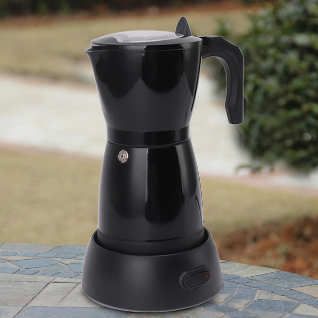 Hmeishop 300ml ไฟฟ้า Moka Pot 6 ถ้วย Visual เครื่องชงกาแฟสําหรับ Home Kitchen ร้านขนมหวาน