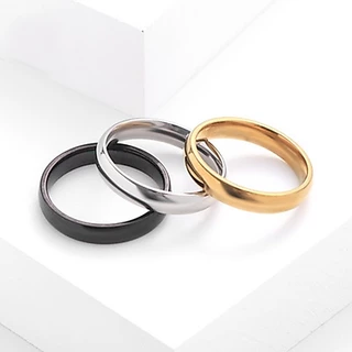แหวนสเตนเลส 6 มม. สีทอง ดํา เงิน เรียบง่าย สําหรับผู้หญิง ผู้ชาย / แหวนนิ้ว แบบบาง เรียบ / เครื่องประดับ