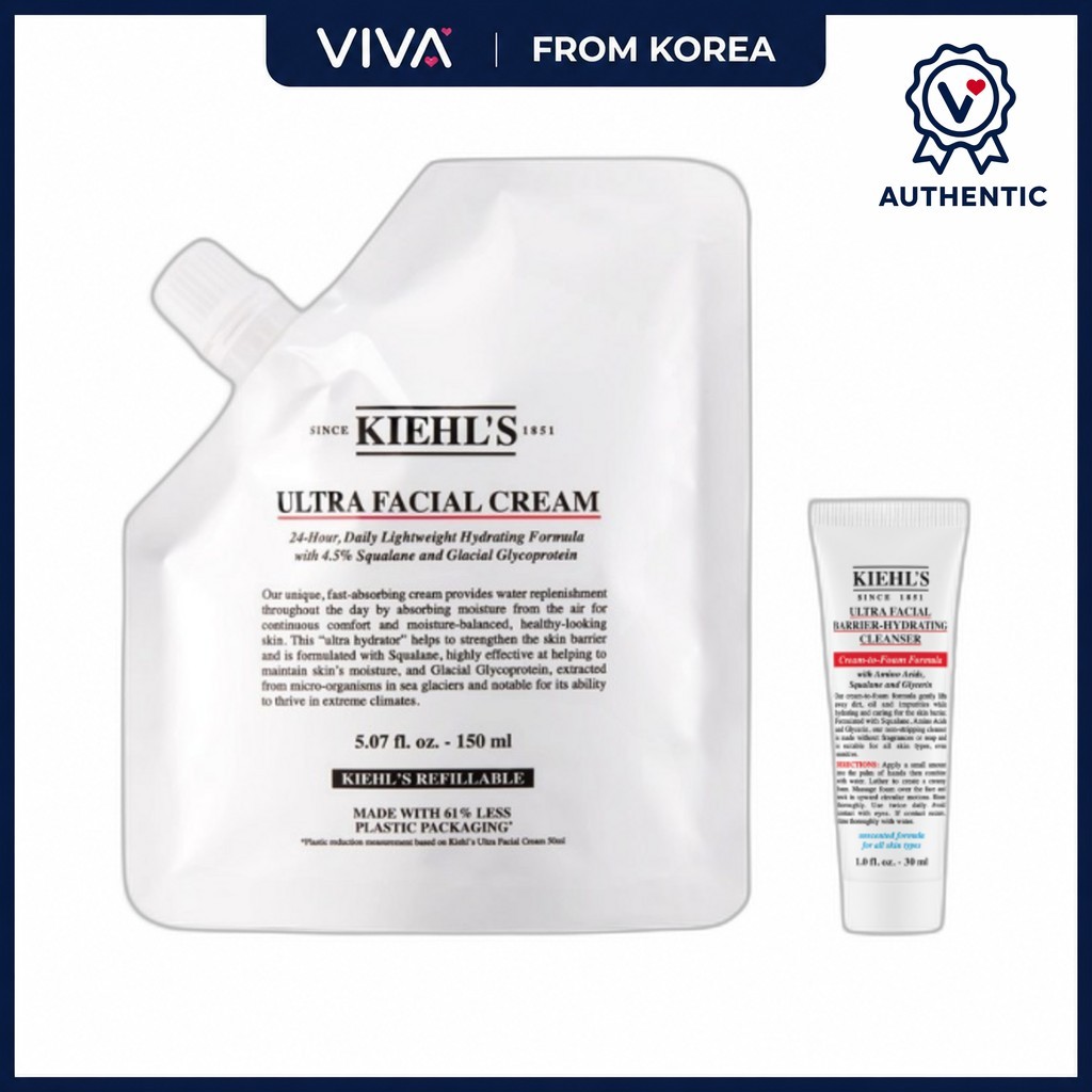 [kiehls] Ultra Facial Cream Refill Pouch, 150ml, 1pc / Korean Moisturizer / สูตรบางเบา by VIVA.kr