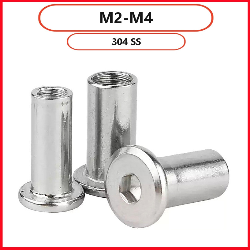บูชเกลียวในนอก M2 M3 M4 สแตนเลส 304 แข็งแรง กันสนิม (5-20pcs) M2 M3 M4 L4-80mm 【WJX-R1】