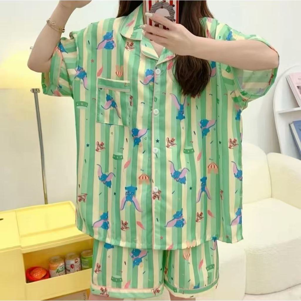 P555 ชุดนอนไหมอิตาลี่ฟรีไซส์ แขนสั้น ขาสั้น รุ่นบางเบา เนื้อผ้าพริ้ว ใส่สบาย