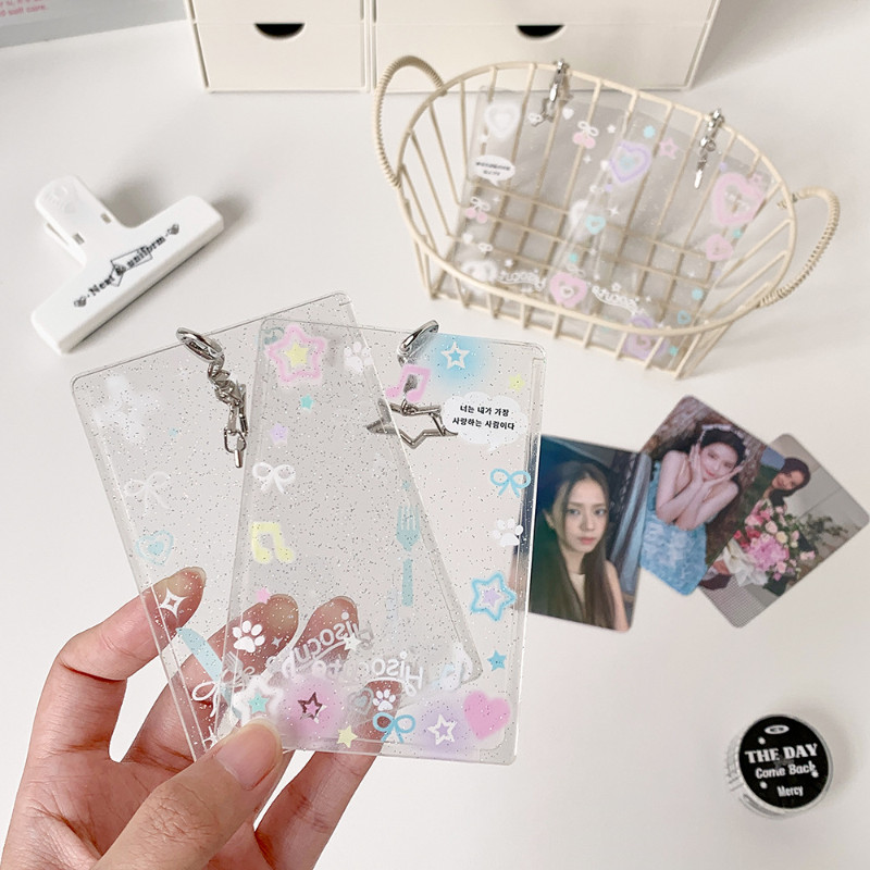 พวงกุญแจเคสการ์ด เฟรมการ์ด วัสดุอะคริลิกใส ลายหัวใจดาว ใส่บัตร 3 นิ้ว มีพวงกุญแจดาวน่ารัก Kpop สายวาย รูปที่ 7
