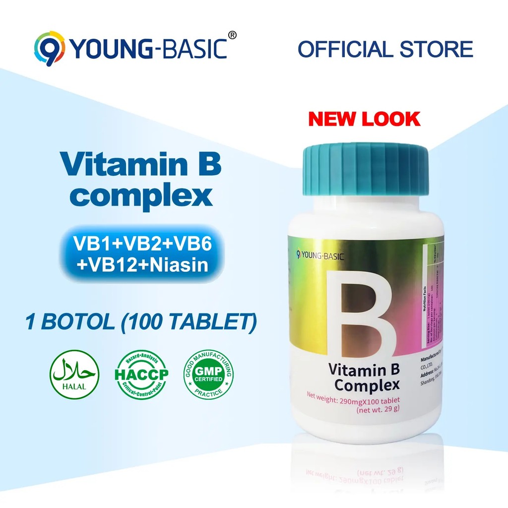 9YOUNG BASIC วิตามินบีคอมเพล็กซ์ 100 เม็ด |   วิตามินบี 8 ชนิด (B1, B2, B6, B12, Niacin, Biotin, Fol