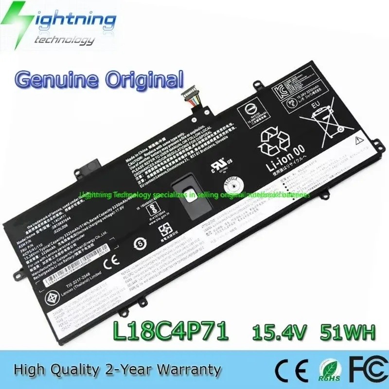 L18C4P71 L18M4P72 L18L4P71 15.4V 51Wh แบตเตอรี่โน๊ตบุ๊คสําหรับLenovo ThinkPad X1 Carbon 7th GEN 2019