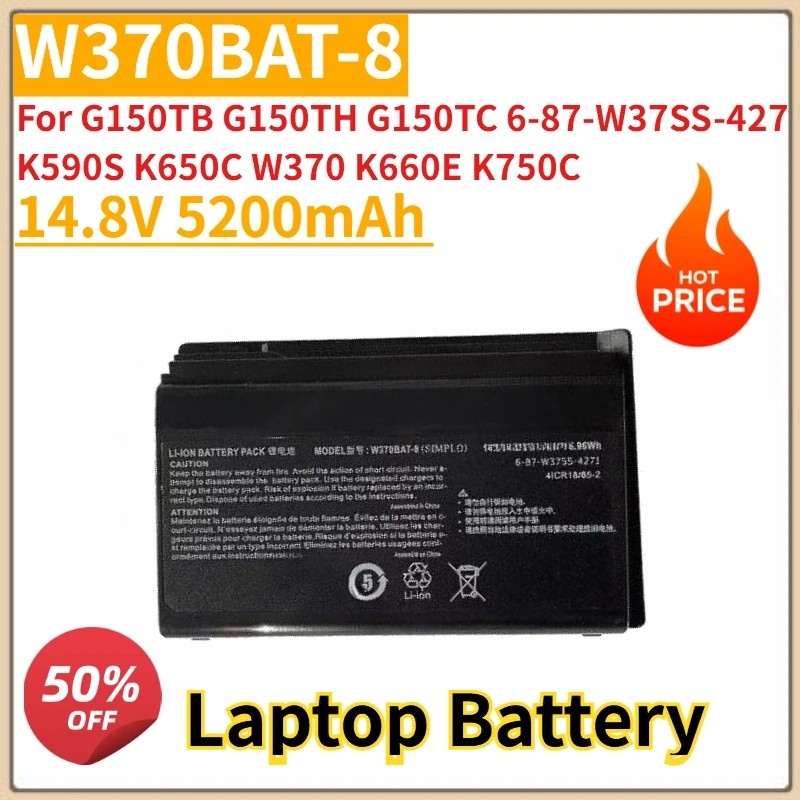 ใหม่คุณภาพสูง W370BAT-8 แบตเตอรี่แล็ปท็อป 14.8V 5200mAh สําหรับ G150TB G150TH G150TC 6-87-W37SS-427 