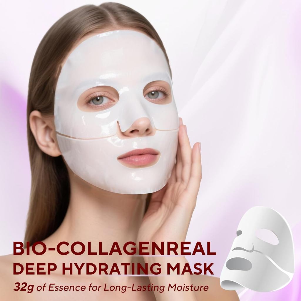 มาส์กหน้าคอลลาเจน, 4 แพ็ค Bio-Collagen Real Deep Mask Overnight Hydrating Face Mask สําหรับทุกสภาพผิ
