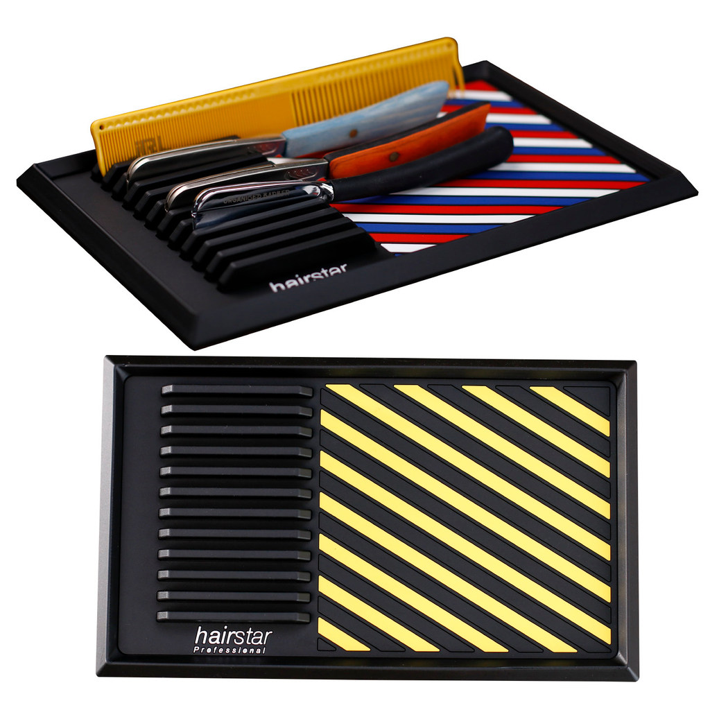แผ่นยางรอง อุปกรณ์ช่างตัดผม Barber Organizer Tray แท่นวางหวี กรรไกร มีดโกน สำหรับตัดผม
