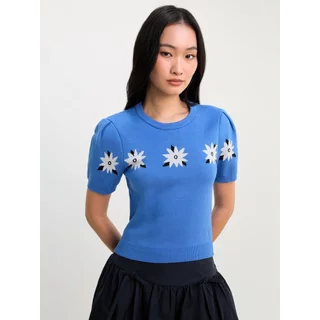 [Pomelo] เสื้อครอปไหมพรมลายดอกเดซี่ / Daisy Knit Top