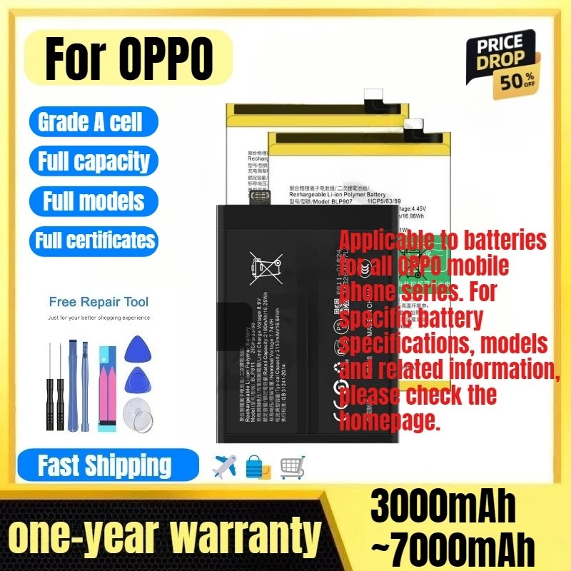 แบตเตอรี่สําหรับ OPPO Reno 2/2F/2Z/3/3A/3 Pro/4/F17/5/6/5F/5 Lite/5z 5G/6/5 Pro/5 Plus/5 Pro Plus/6 