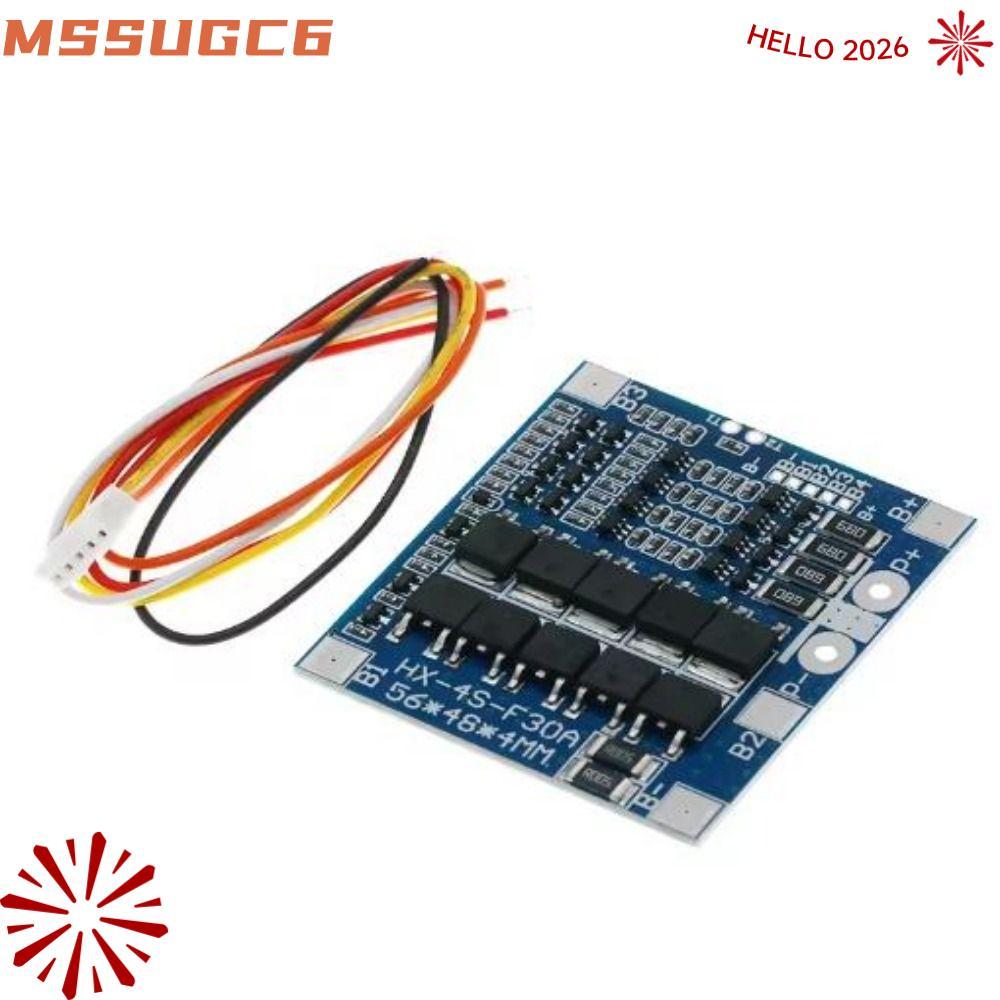 MSSUGC6 LiFePO4 / บอร์ดแบตเตอรี่ลิเธียม 12.8V 14.4V Blue Green BMS, พร้อม Balance 4S 3.2V 3.7V 30A 1